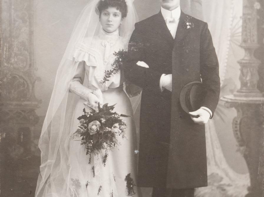 Gammelt sort/hvidt bryllupsbillede