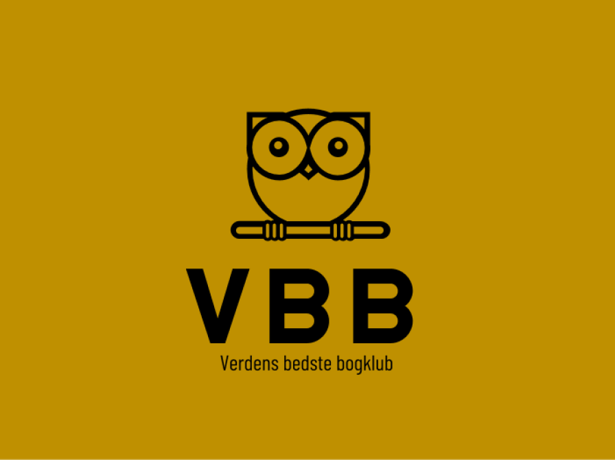 Verdens Bedste Bogklubs logo på mørk gul baggrund.